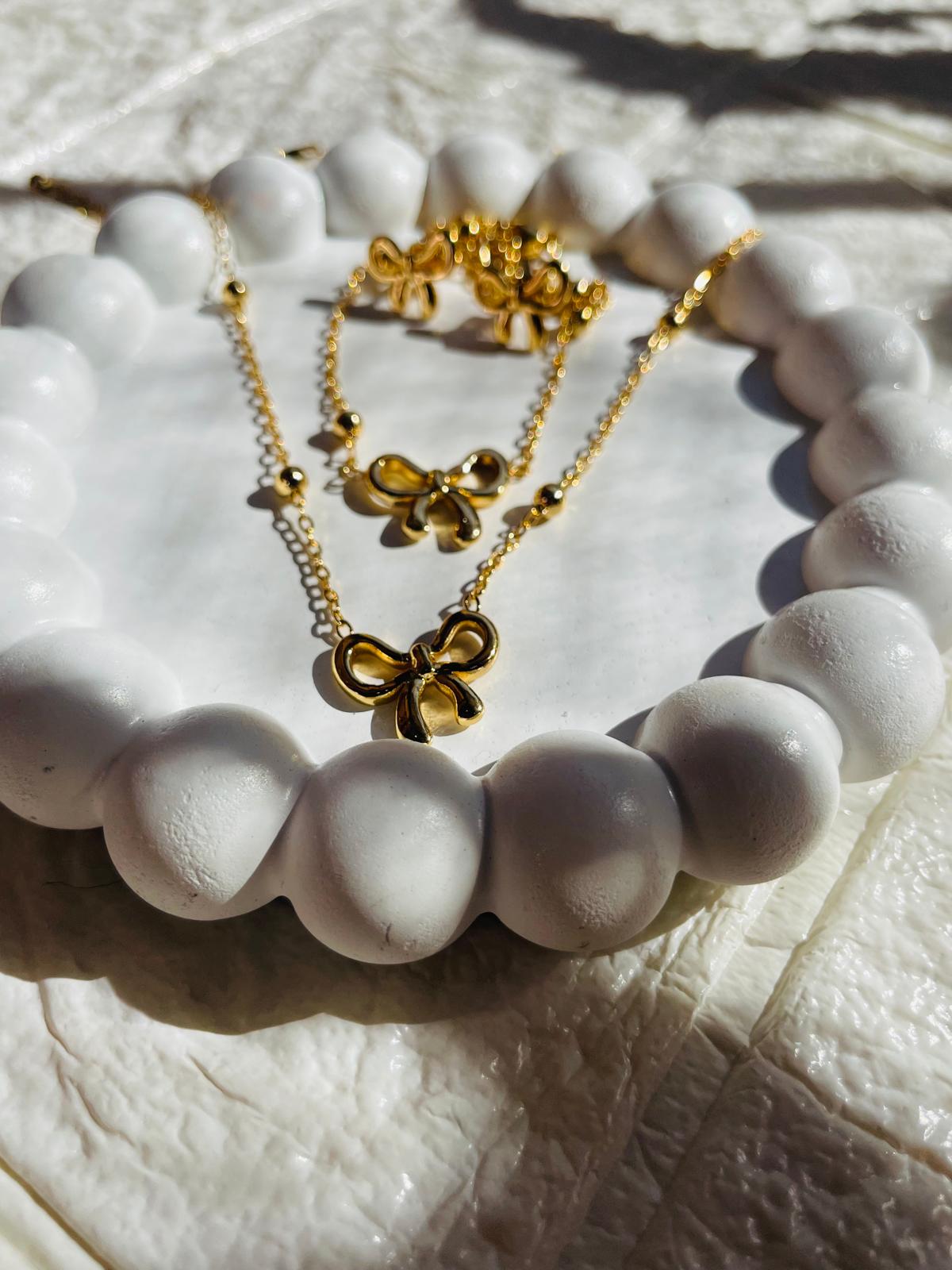 Stainless Steel Bow Tie Jewelry Set