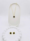 Stainless Steel Luxury Black Clover Jewelry Set