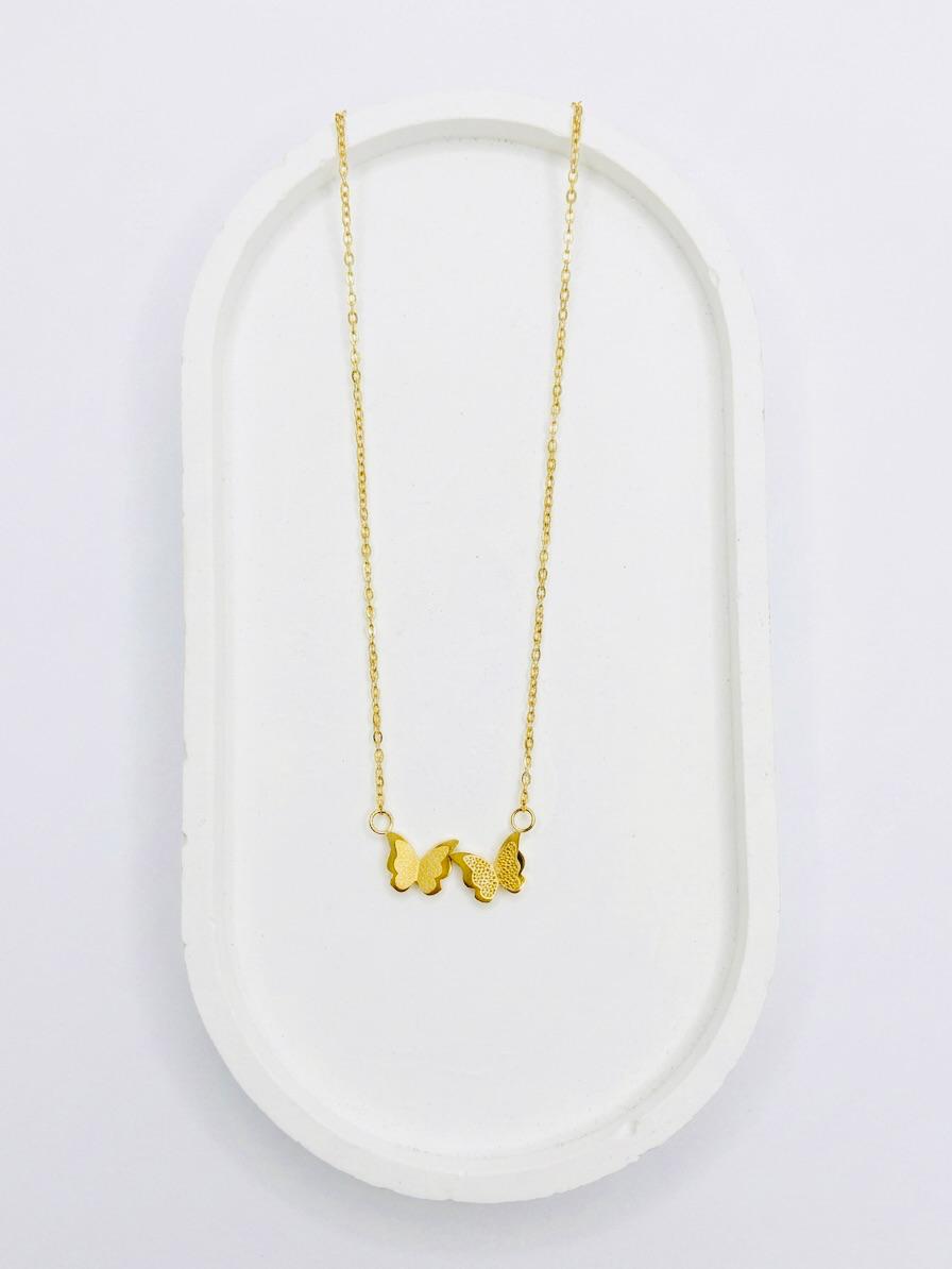 Golden Stainless Steel Butterfly Pendant Necklace