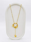 Golden Stainless Steel Triple Butterfly Pendant Necklace
