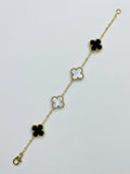 2-in-1 Classic Black & White Clover Bracelet