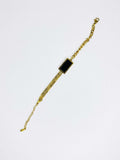 Stainless Steel Black Stone Bar Chain Bracelet
