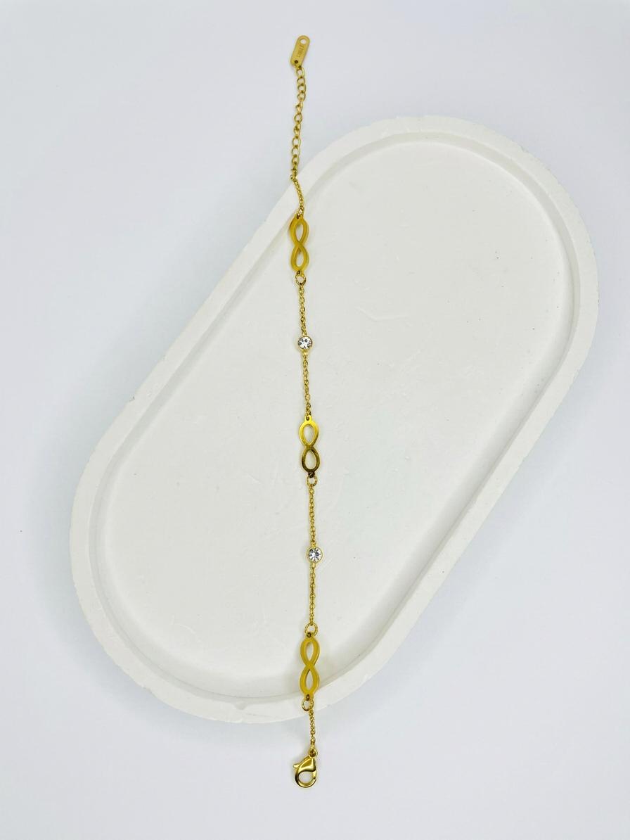 Stainless Steel Infinity Link Crystal Chain Bracelet
