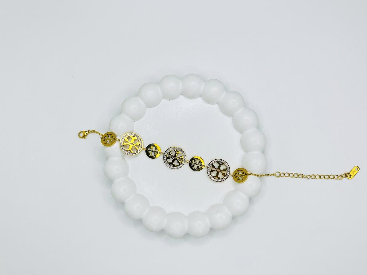 Golden Stainless Steel Diamante Chain Bracelet