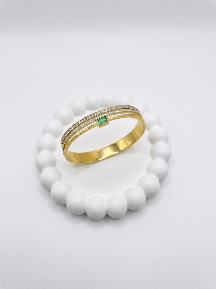 Stainless Steel Green Onyx Hand Cuff Bracelet