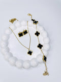 Stainless Steel Black Clover 3-Piece Jewelry Set