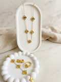 Golden Stainless Steel Clover 4-Piece Jewelry Set