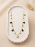Golden Stainless Steel Love Star & Flower Pendant Necklace