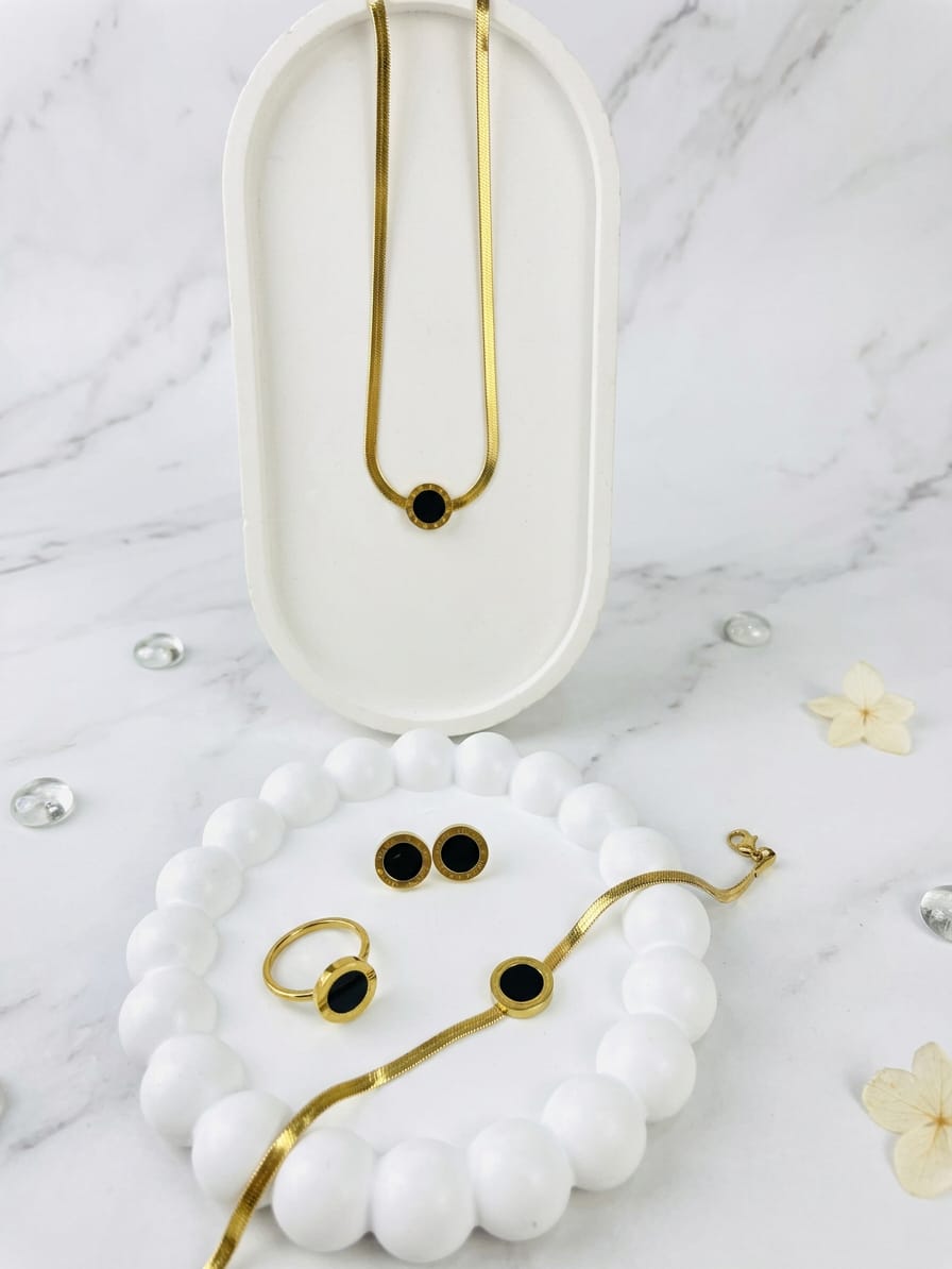 Stainless Steel Black Onyx Jewelry Set