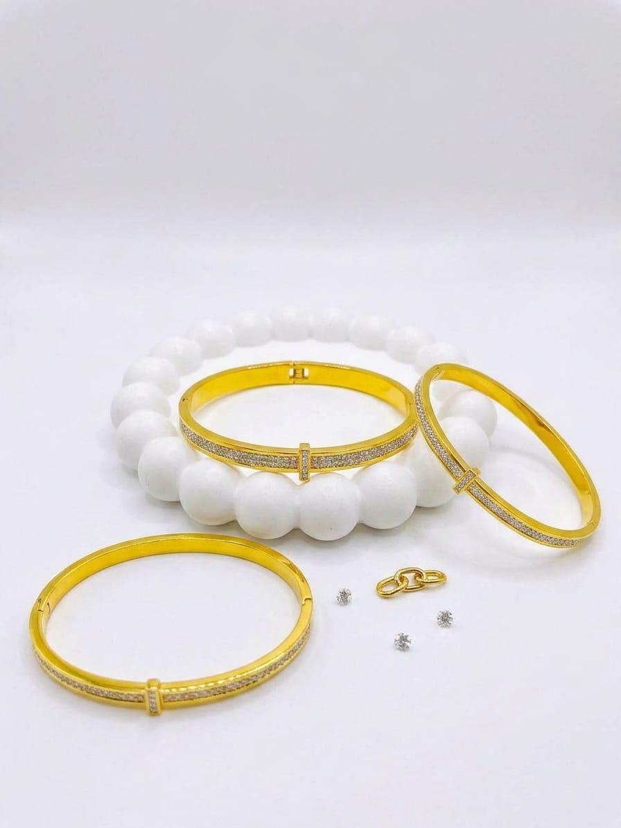 Stainless Steel Crystal Accent Bangle