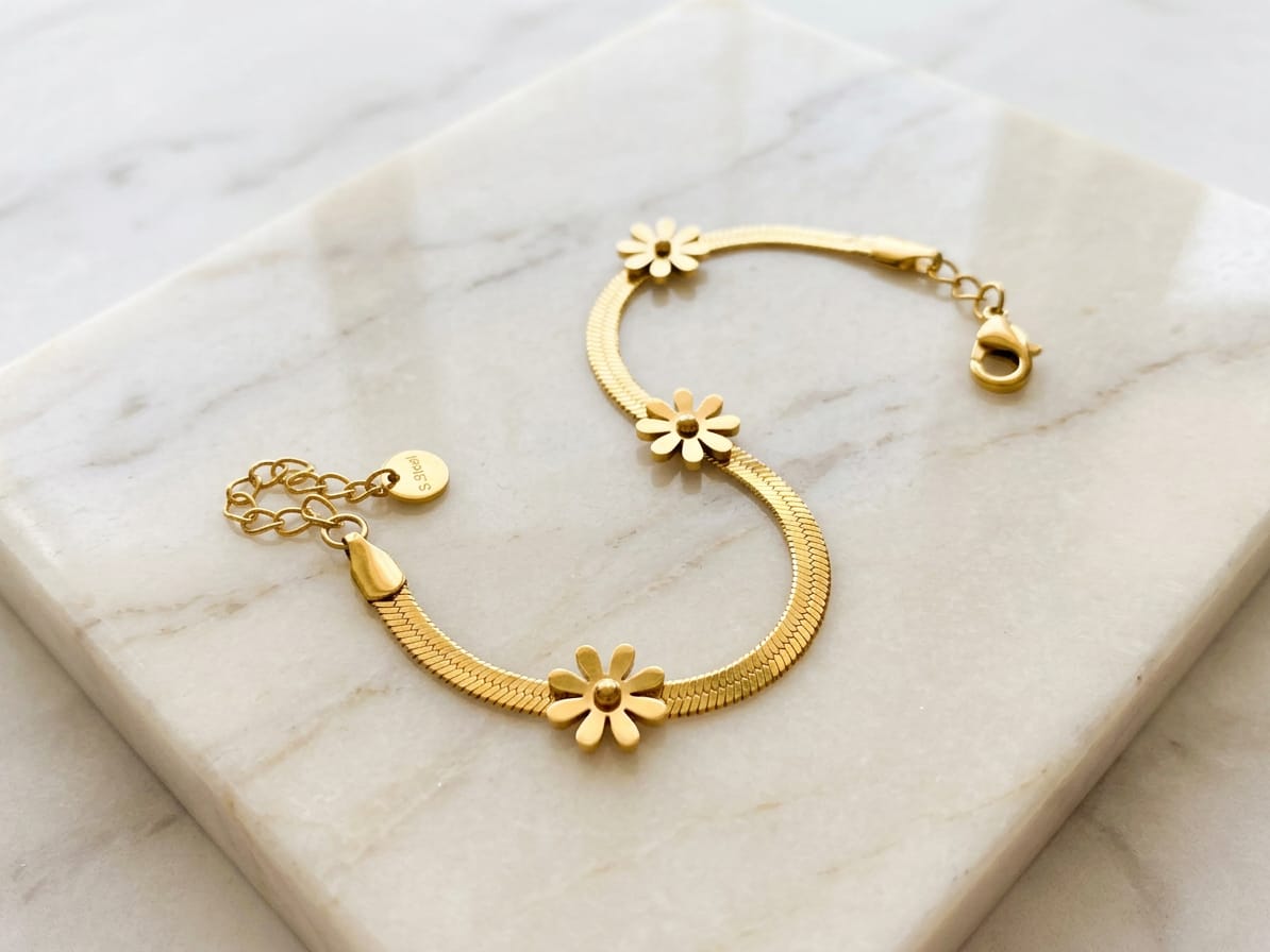 Stainless Steel Triple Flower Bracelet