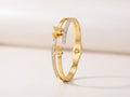 Golden Stainless Steel Double Butterfly Cuff Bracelet