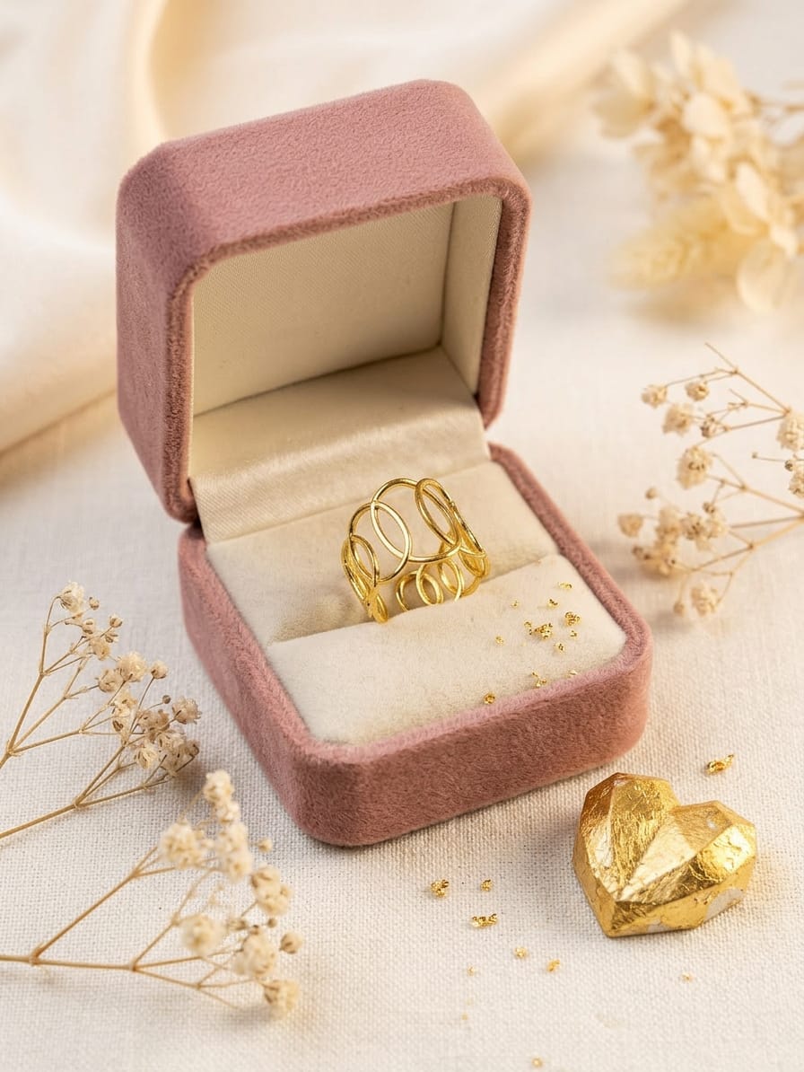 Golden Stainless Steel Loop Ring