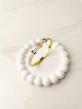 Golden Stainless Steel Elegant Crystal Cuff Bracelet