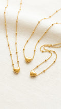 Golden Stainless Steel Heart Necklace with Pearl