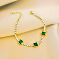 Triple Green Onyx Stainless Steel Bracelet
