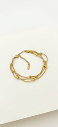 Golden Stainless Steel 3-Layer Bracelet