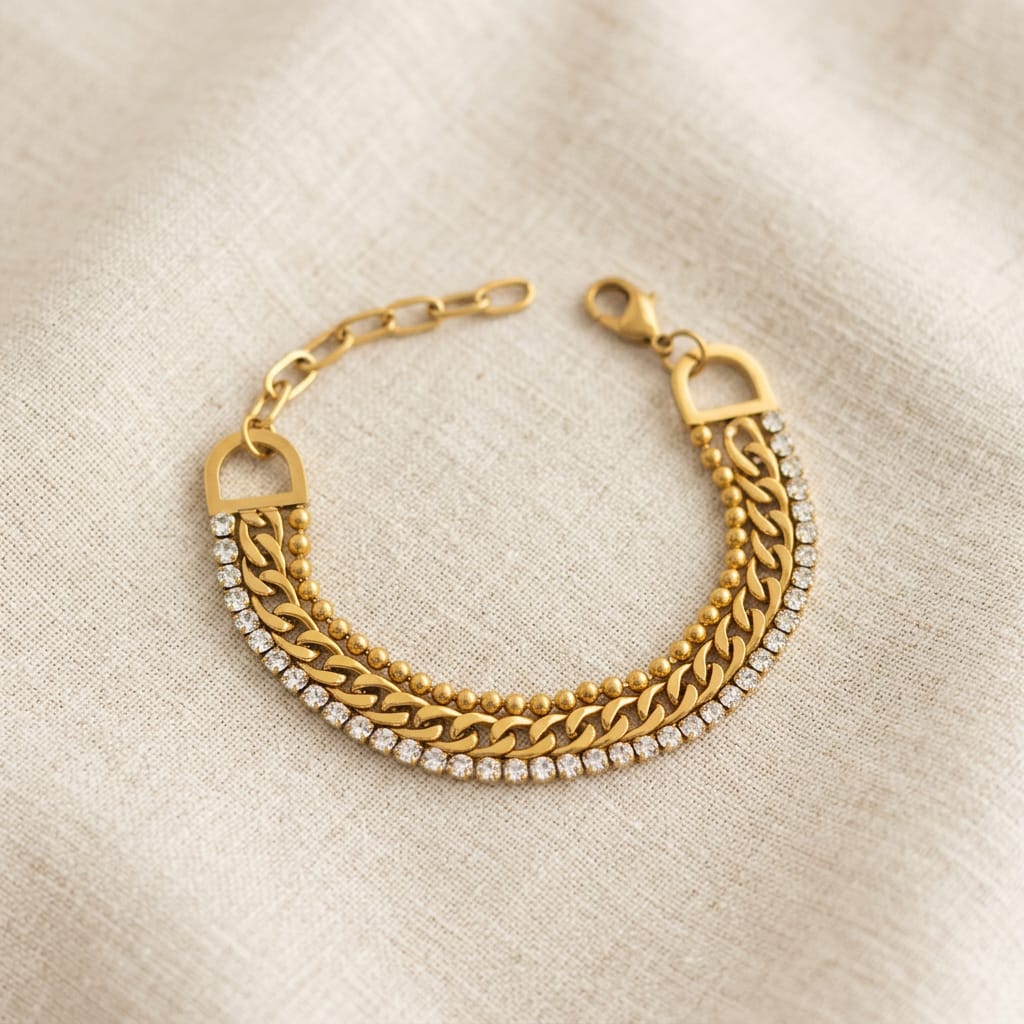 Opulent Triple Chain Zircon Bracelet