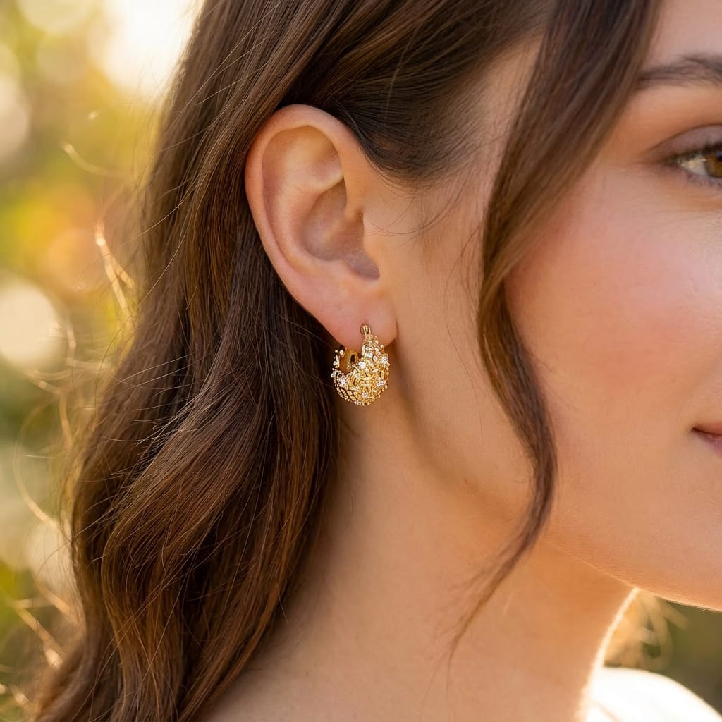 Premium Stainless Steel Crystal Hoop Earrings