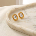 White Stone Stainless Steel Earrings