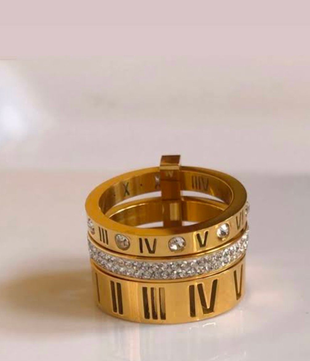 RESTIOCK 316L Stainless Steel Luxury Trilogy Stacked Ring