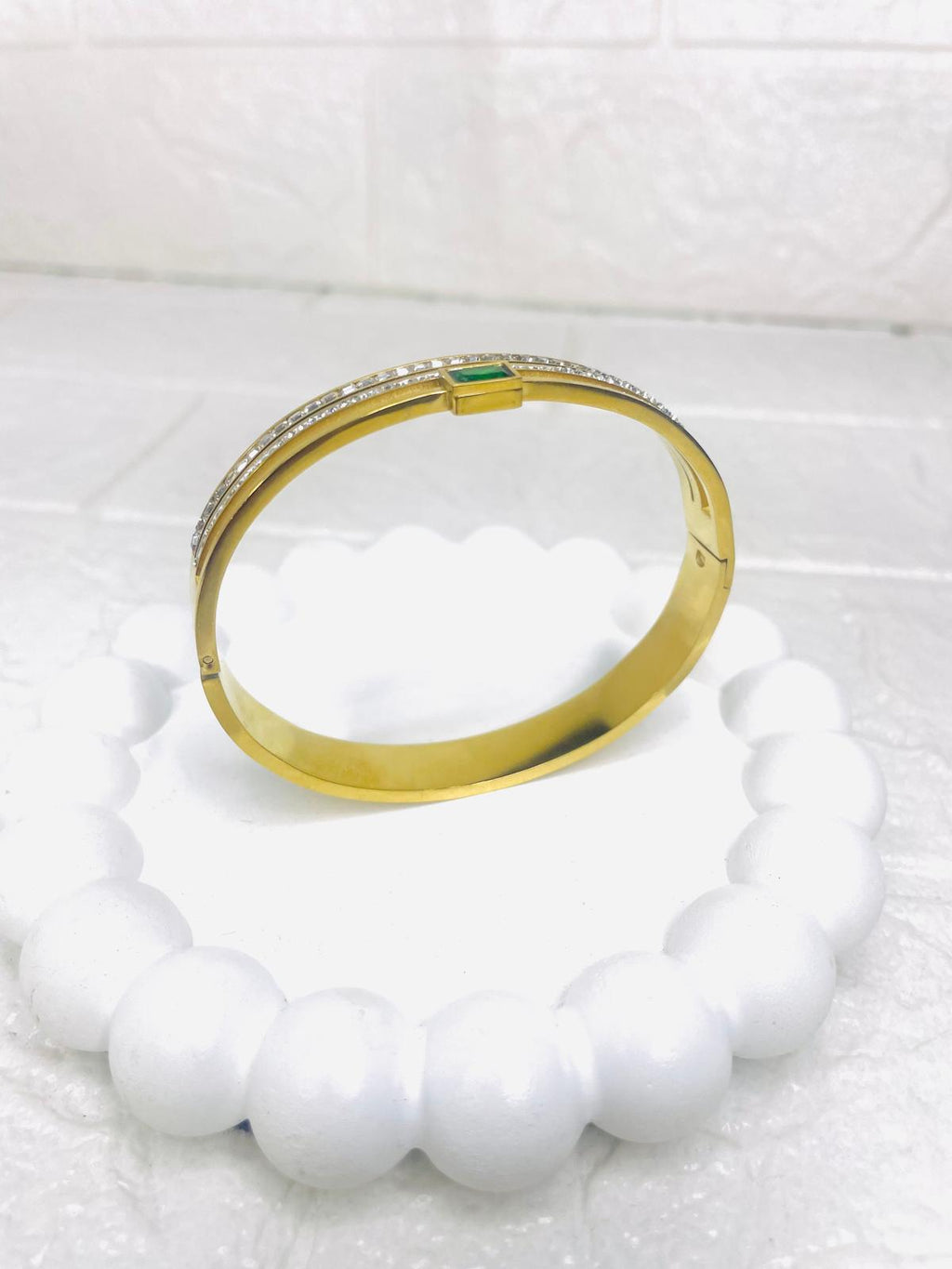 Stainless Steel Green Onyx Hand Cuff Bracelet