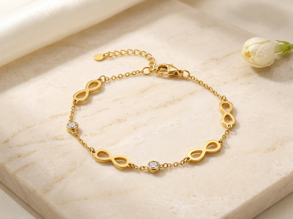 Stainless Steel Infinity Link Crystal Chain Bracelet