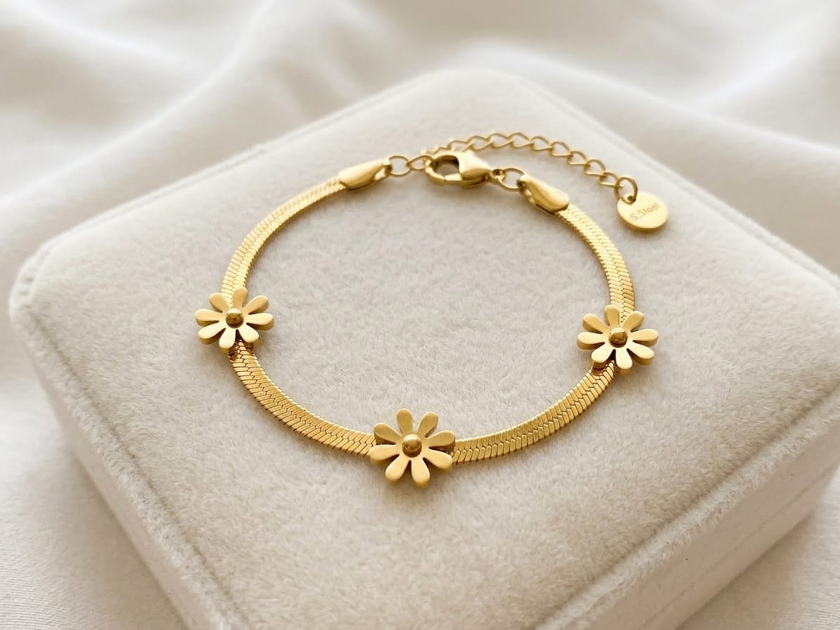Stainless Steel Triple Flower Bracelet