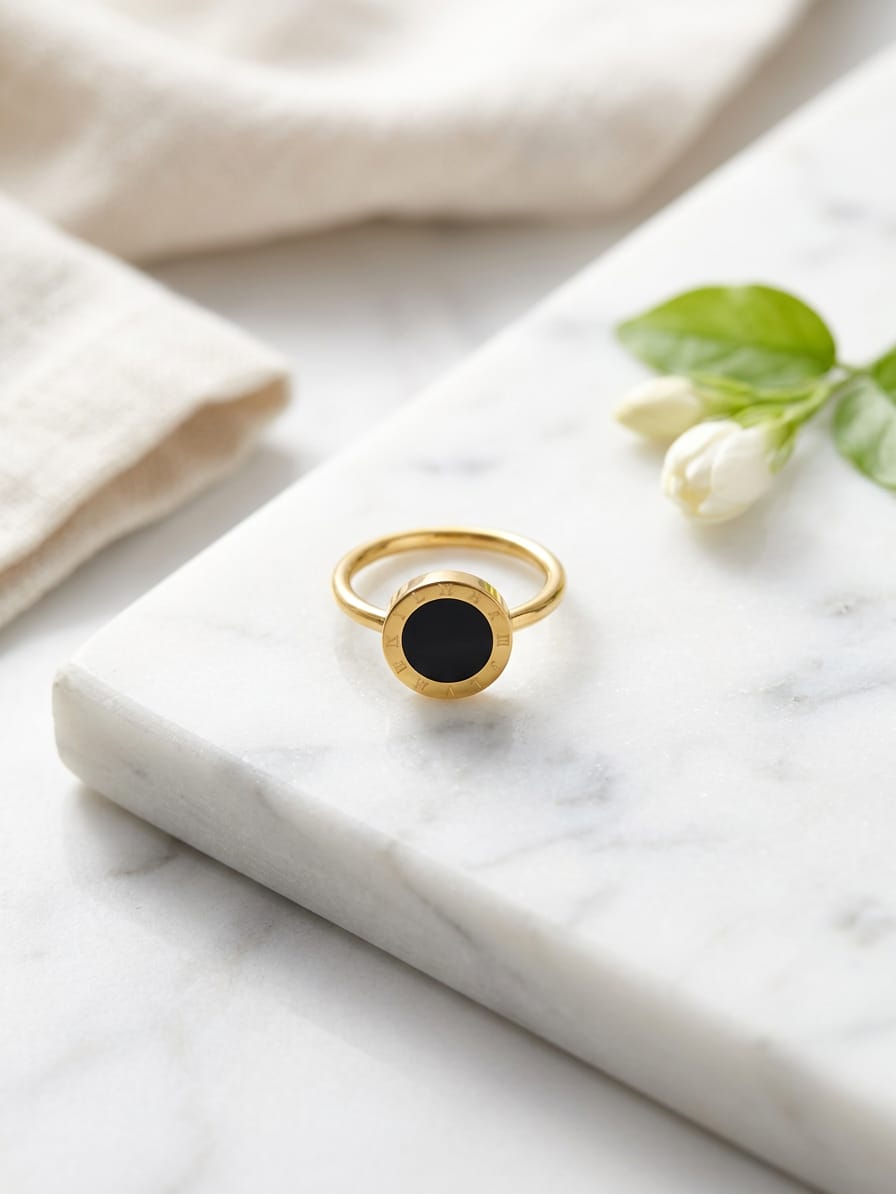 Stainless Steel Black Onyx Ring