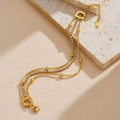 Stainless Steel 3-Layer Bracelet with White Stones