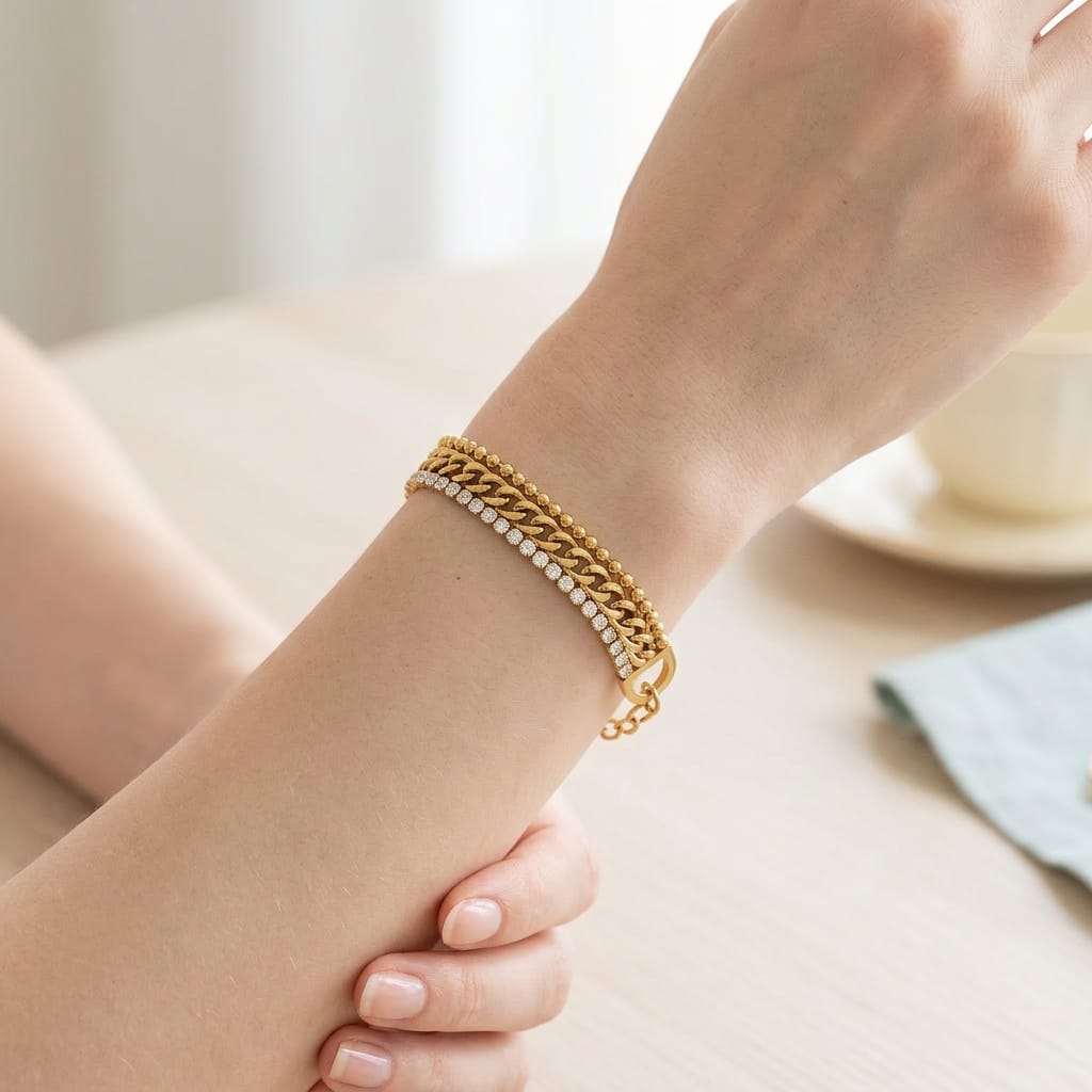 Opulent Triple Chain Zircon Bracelet