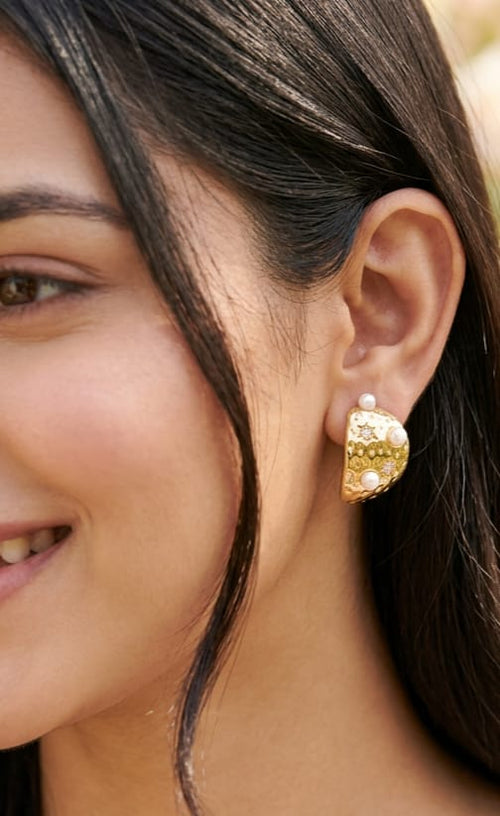 Blush Crystal Bloom Stainless Steel Earrings