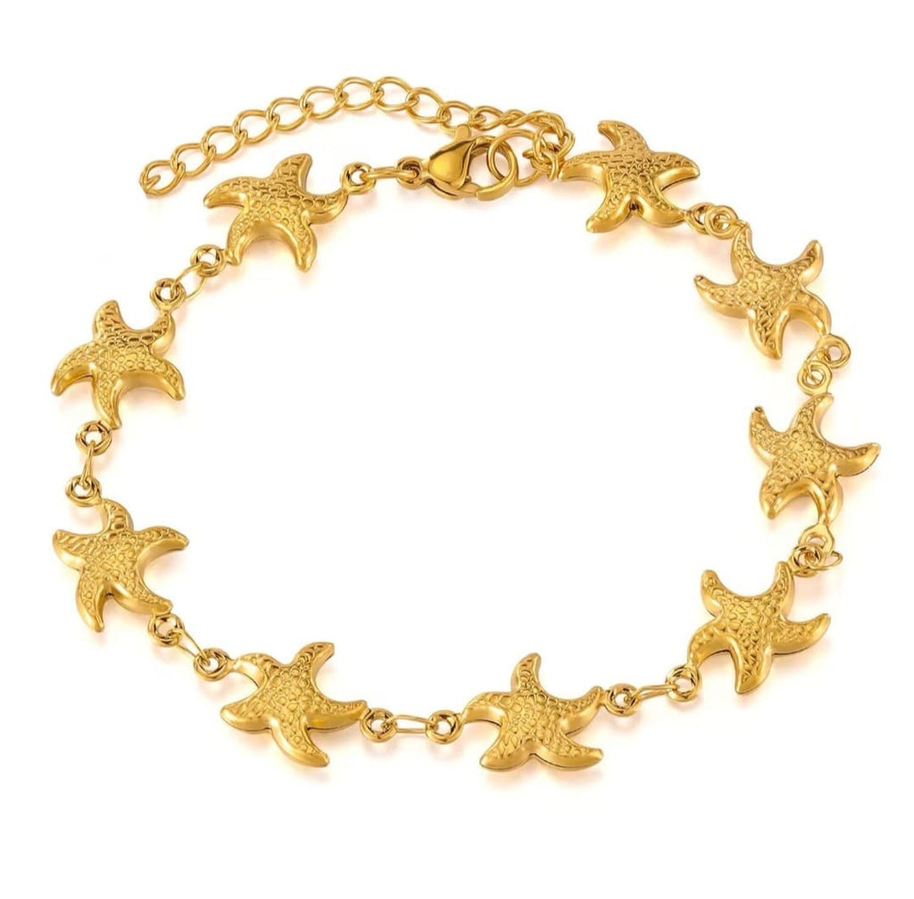 Golden Stainless Steel Star Anklets