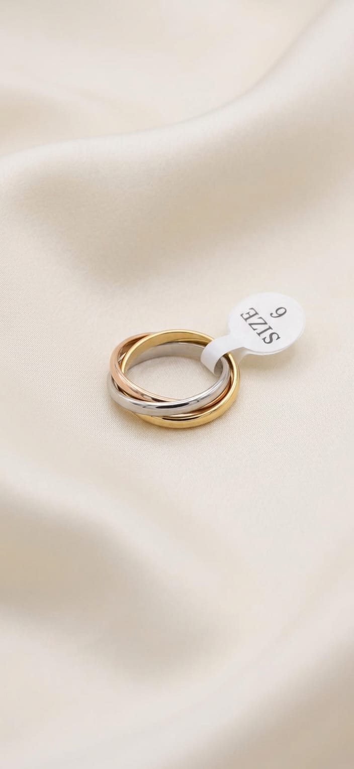 Triple Layer Stainless Steel Ring – Sizes 6 & 7
