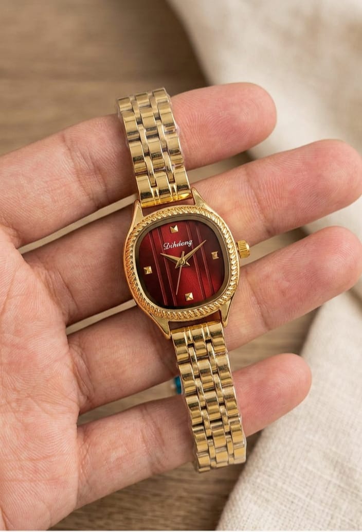 Stainless Steel Royal Red Dial Wrist Watch