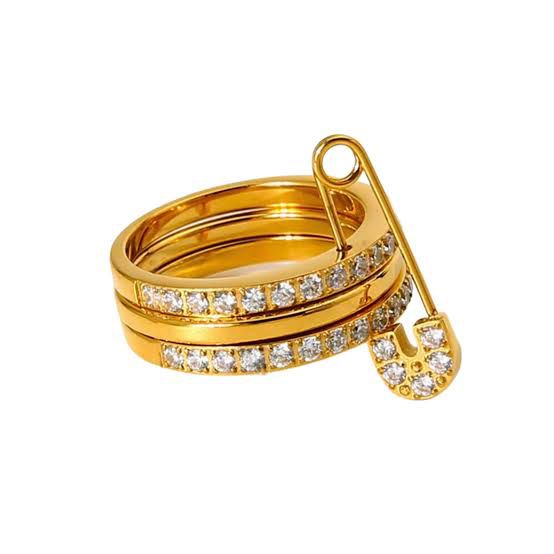 Stainless Steel Three-Layer Ring – Sizes 8, 9 & 10